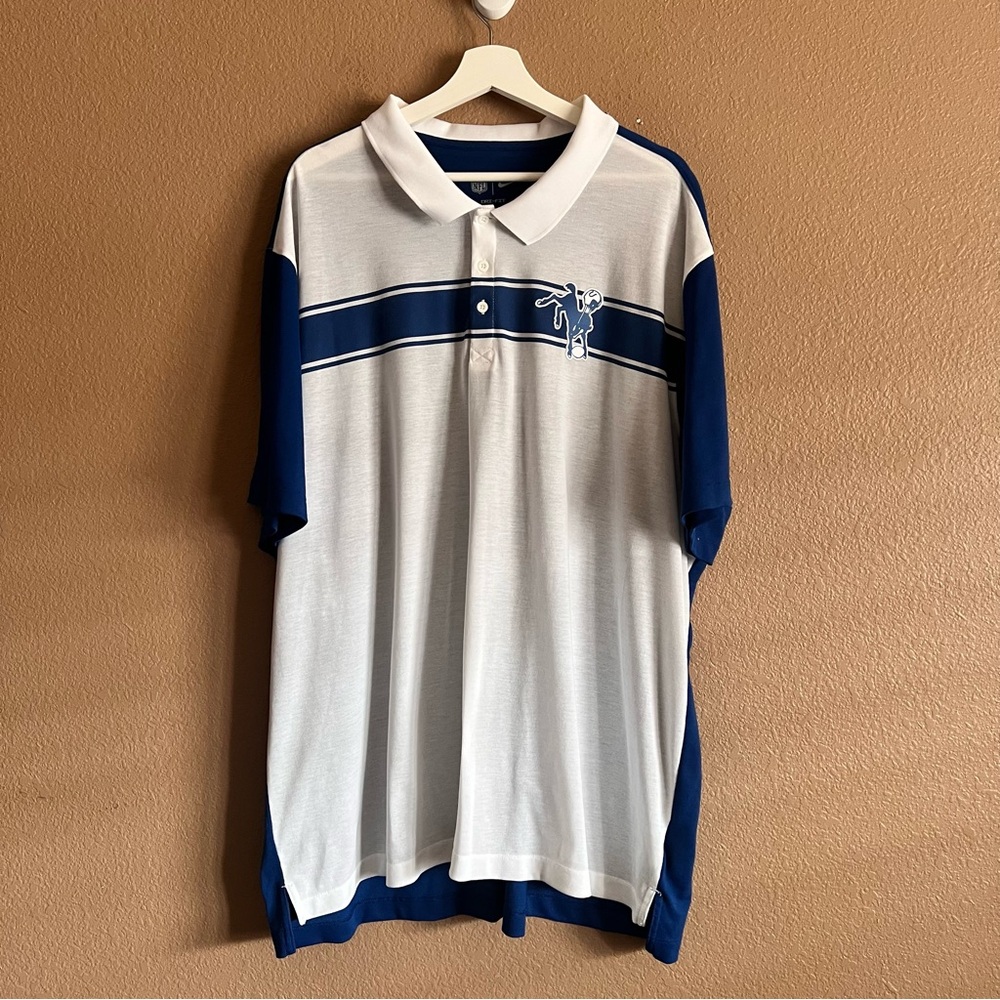 Nike NFL Indianapolis Colts Blue and White Polo Logo Shirt Size XXL